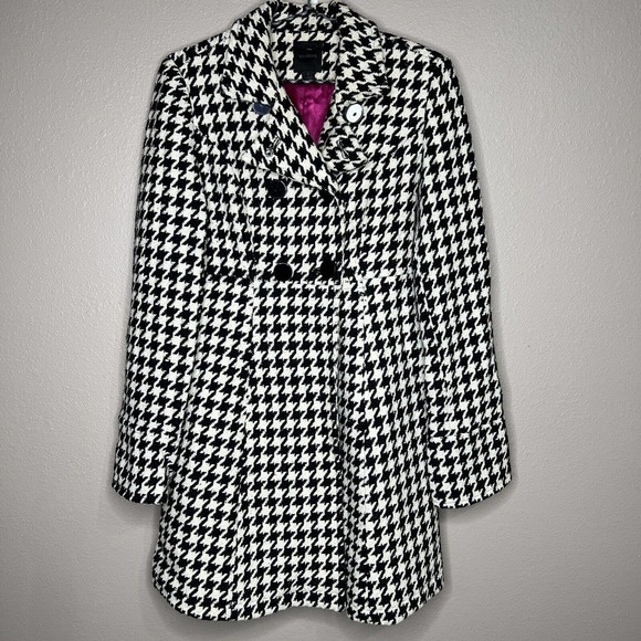 Express Jackets & Blazers - EUC Express Women's Black & White Houndstooth Plaid Wool Blend Lined Coat Size S